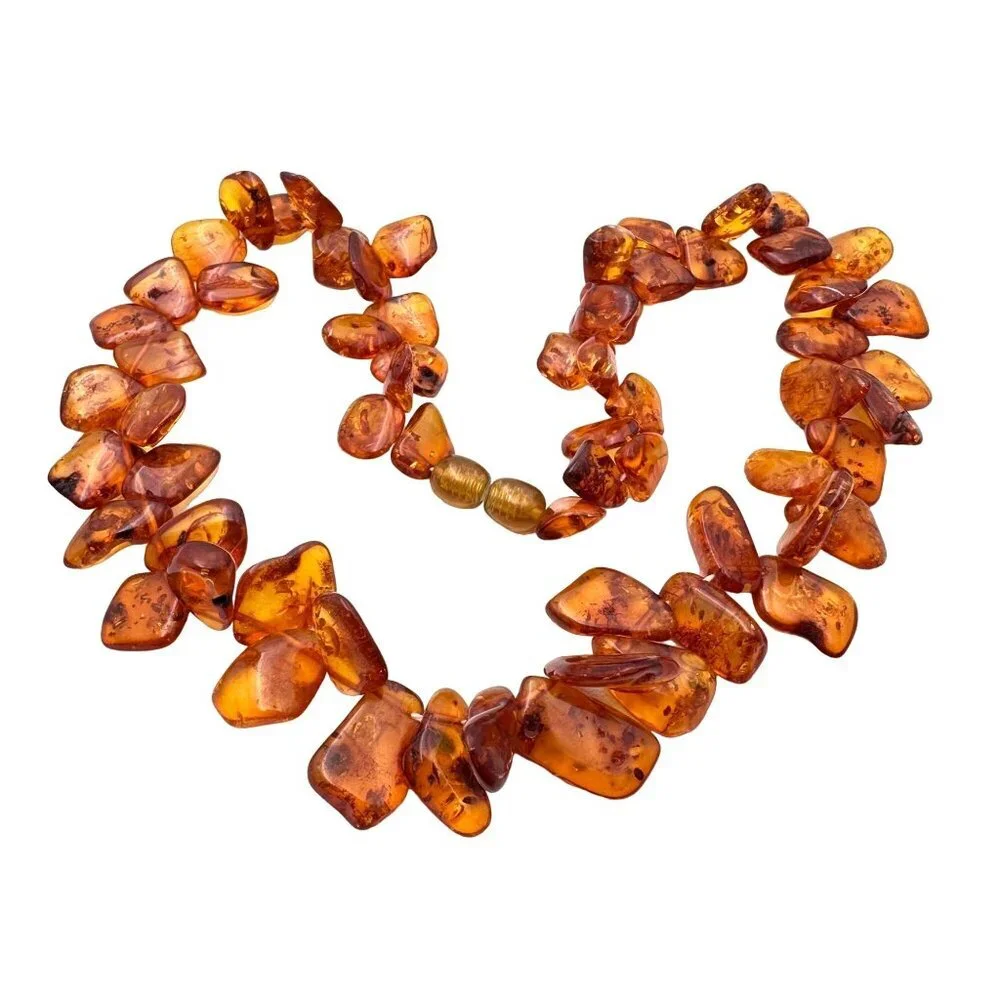 Antique Vintage Necklace Natural Amber Older Screw Clasp